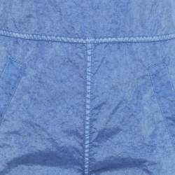 Pre Owned Burberry Warm Royal Blue Synthetic Leather Trim Dungarees XS