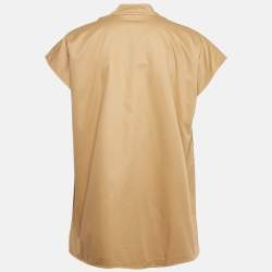 Pre Owned Burberry Beige Sarah Check Wool and Cotton Sleeveless Cape L