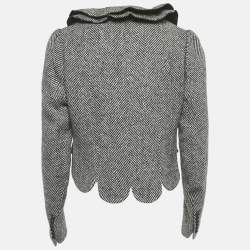 Pre Owned Burberry Monogram Herringbone Ruffled Jacket M