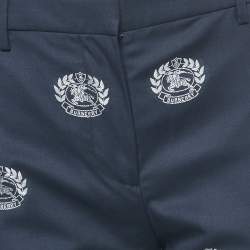 Pre Owned Burberry Navy Blue Brand Logo Jacquard Trousers S