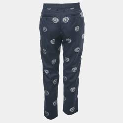 Pre Owned Burberry Navy Blue Brand Logo Jacquard Trousers S