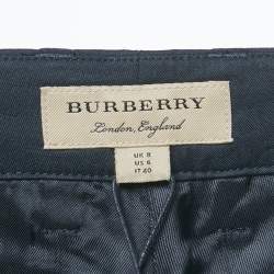 Pre Owned Burberry Navy Blue Brand Logo Jacquard Trousers S