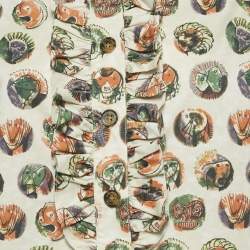Pre Owned Burberry Beige Mask Print Cotton Ruffle Detail Shirt M