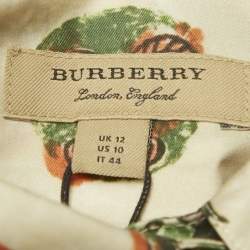 Pre Owned Burberry Beige Mask Print Cotton Ruffle Detail Shirt M