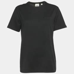 Pre Owned Burberry Black Logo Embroidered Jersey T-Shirt S