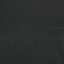 Pre Owned Burberry Black Logo Embroidered Jersey T-Shirt S