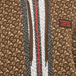 مملوكة مسبقًا Burberry Bridle Brown TB Monogram Print Cotton Hoodie XS
