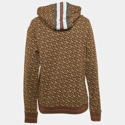 مملوكة مسبقًا Burberry Bridle Brown TB Monogram Print Cotton Hoodie XS