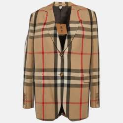 مملوكة مسبقًا Burberry Beige Checks Gabardine Blazer M