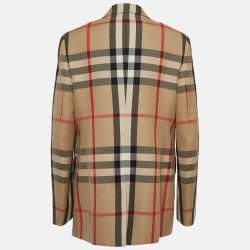 مملوكة مسبقًا Burberry Beige Checks Gabardine Blazer M
