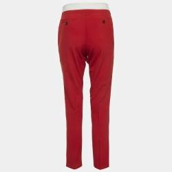 Pre Owned Burberry Red Wool Hanover Trousers S