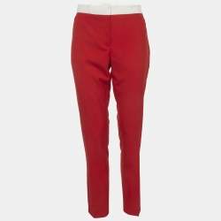 Pre Owned Burberry Red Wool Hanover Trousers S