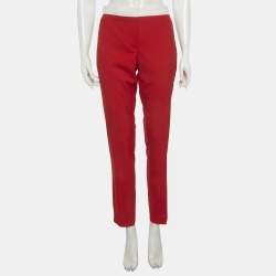 Pre Owned Burberry Red Wool Hanover Trousers S