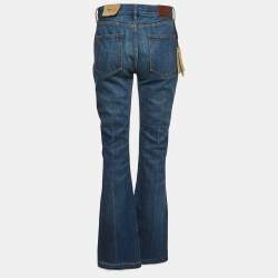 Pre Owned بنطلون جينز بوت كات بربري أزرق دينيم واسع الساق مقاس كبير (لارج) خصر 32 بوصة