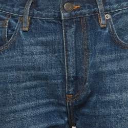 Pre Owned بنطلون جينز بوت كات بربري أزرق دينيم واسع الساق مقاس كبير (لارج) خصر 32 بوصة