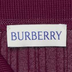 مملوكة مسبقًا Burberry Burgundy Rib Knit Zip-Up Midi Dress S