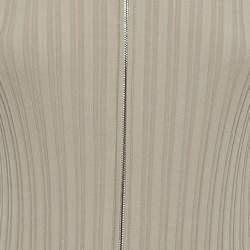 Pre Owned Burberry Limestone Rib Knit Zip-Up Short Dress XS