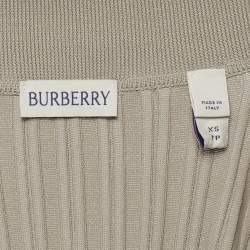 Pre Owned Burberry Limestone Rib Knit Zip-Up Short Dress XS