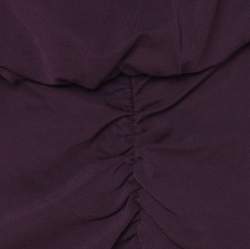 Pre Owned Burberry Purple Jersey Ruched Short Sleeve Dress L