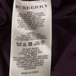 Pre Owned Burberry Purple Jersey Ruched Short Sleeve Dress L
