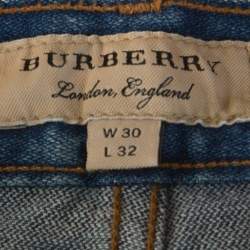 Pre Owned Burberry Blue Medium Wash Denim Straight Fit Jeans M