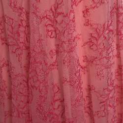 Pre Owned Burberry Pink Pleated Lace Wilton Midi Skirt L