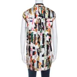 Pre Owned Burberry Multicolor Archive Scarf Print Silk Sleeveless Shirt S