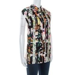 Pre Owned Burberry Multicolor Archive Scarf Print Silk Sleeveless Shirt S