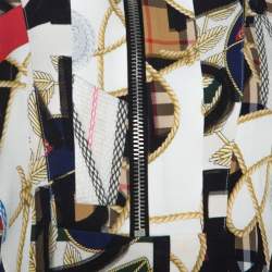 Pre Owned Burberry Multicolor Graffiti Archive Scarf Print Silk Zip Front Top S