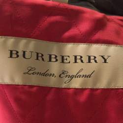 Pre Owned جاكيت بربري بيبليس مطرز مورد جلد أسود S