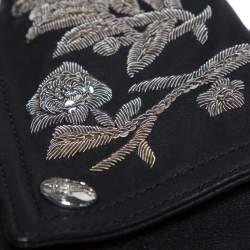 Pre Owned جاكيت بربري بيبليس مطرز مورد جلد أسود S