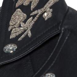 Pre Owned جاكيت بربري بيبليس مطرز مورد جلد أسود S