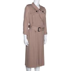 Pre Owned Burberry Dusty Pink Stretch Silk Trench Dress S