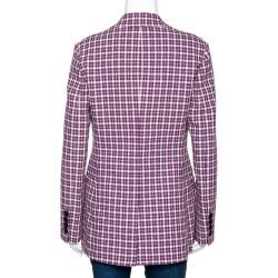 Pre Owned بليزر بربري قطن كاروهات بليد عنابي S