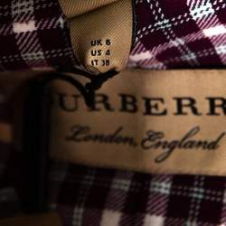 Pre Owned بليزر بربري قطن كاروهات بليد عنابي S