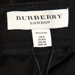Pre Owned Burberry Black Stretch Wool Flared Trousers S 