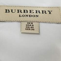 Pre Owned قميص بربري بأكمام طويلة قطن مرن أبيض مقاس صغير (سمول)