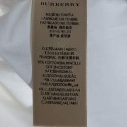 Pre Owned قميص بربري بأكمام طويلة قطن مرن أبيض مقاس صغير (سمول)