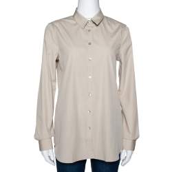 Pre Owned Burberry Stone Stretch Cotton Long Sleeve Shirt M