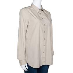 Pre Owned Burberry Stone Stretch Cotton Long Sleeve Shirt M