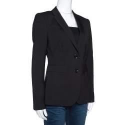 Pre Owned Burberry London Black Stretch Wool Single Button Tailored Blazer S 