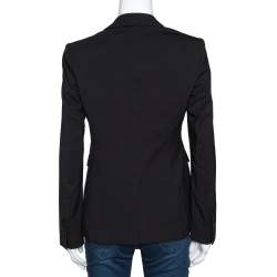 Pre Owned Burberry London Black Stretch Wool Single Button Tailored Blazer S 