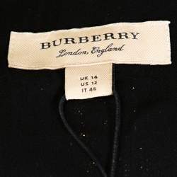 Pre Owned Burberry Metallic Silver Silk Lamé Belted Shirt Dress L