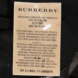 Pre Owned Burberry Metallic Silver Silk Lamé Belted Shirt Dress L