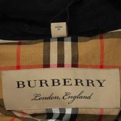Pre Owned Burberry Black Wool Grommet Trim Camden Coat S