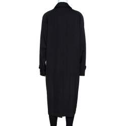 Pre Owned Burberry Black Wool Grommet Trim Camden Coat S