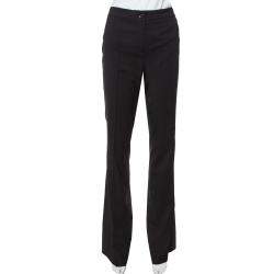 Pre Owned Burberry London Black Stretch Wool Flared Trousers S