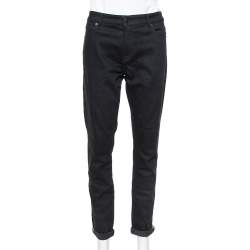 Pre Owned Burberry Black Denim Nova Check Detail Skinny Fit Jeans L