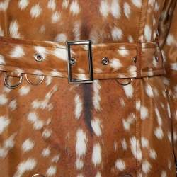 مملوكة مسبقًا Burberry Brown Deer Printed Exaggerated Cuff Detail Belted Trench Coat M