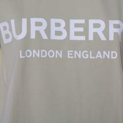 مملوكة مسبقًا تي شيرت بربري شوتاوفر مزين شعار الماركة قطن أخضر باهت مقاس وسط (ميديوم)